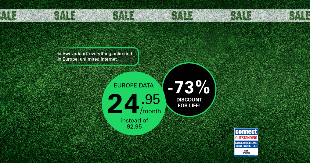 Europe Data subscription from Salt Mobile: 24.95/month instead of 92.95